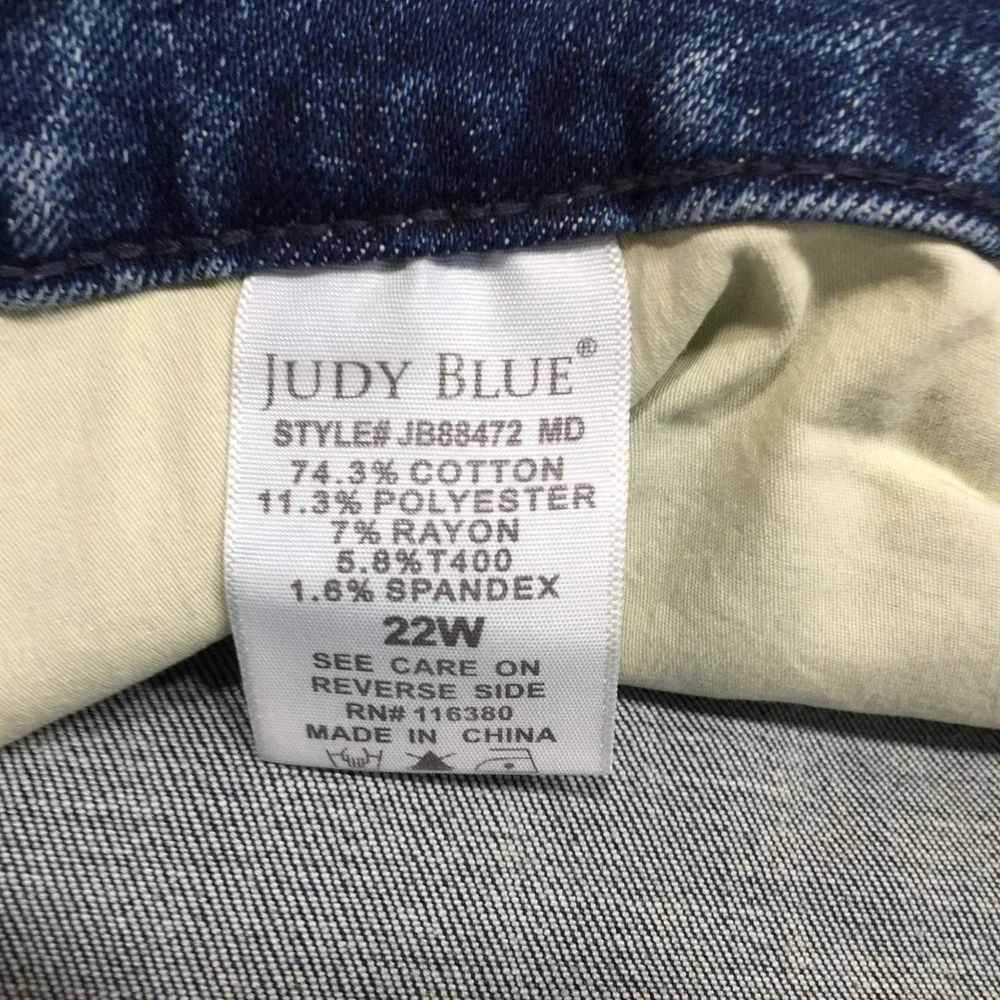 Judy Blue Womens Flare Jeans Raw Hem High Rise 22W Medium Wash Excellent
